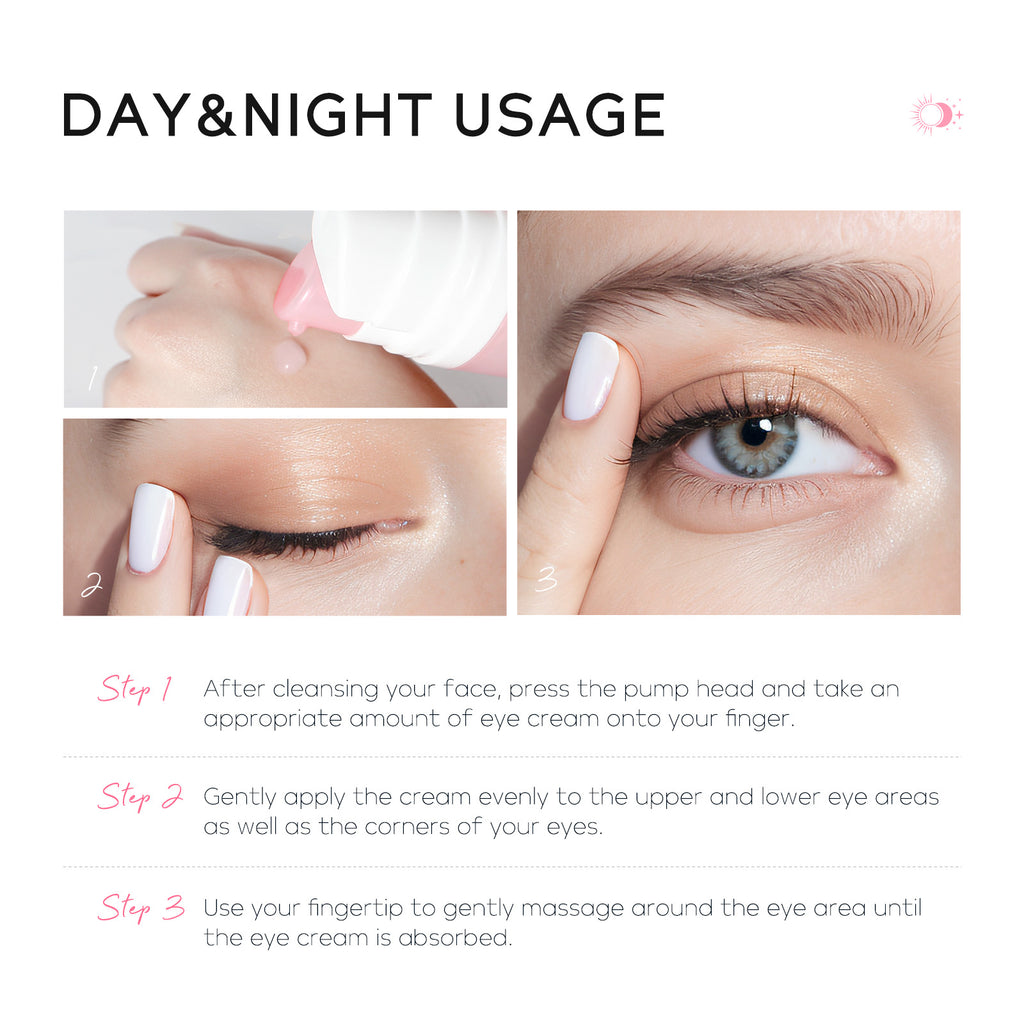 Laikou Day Night Eye Essence Cream Facial Anti Puffiness Dark Circles Brighten Moisturizing Firming Lifting Eye Skin Care